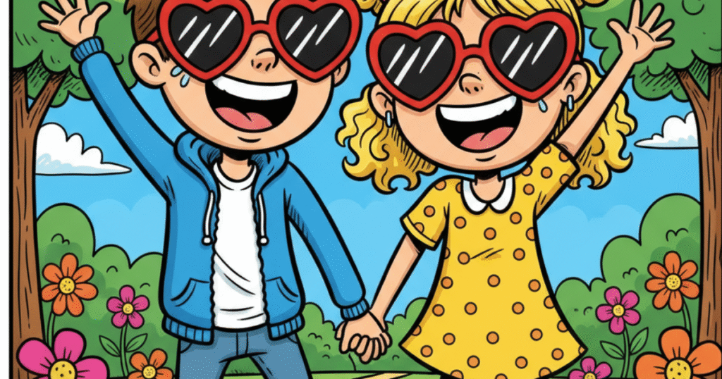 A girl and boy shaking hands