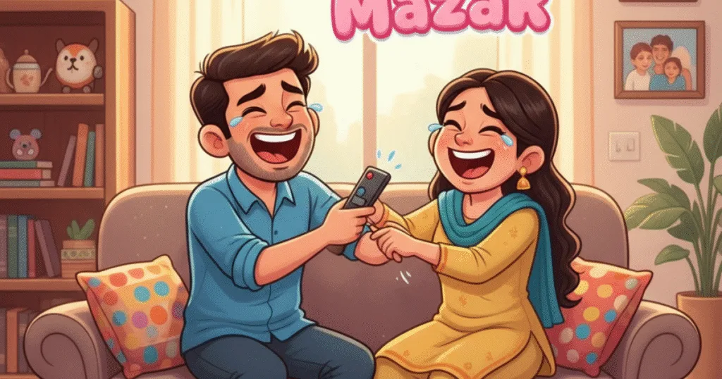 husband and wife laughing on most funny jokes.